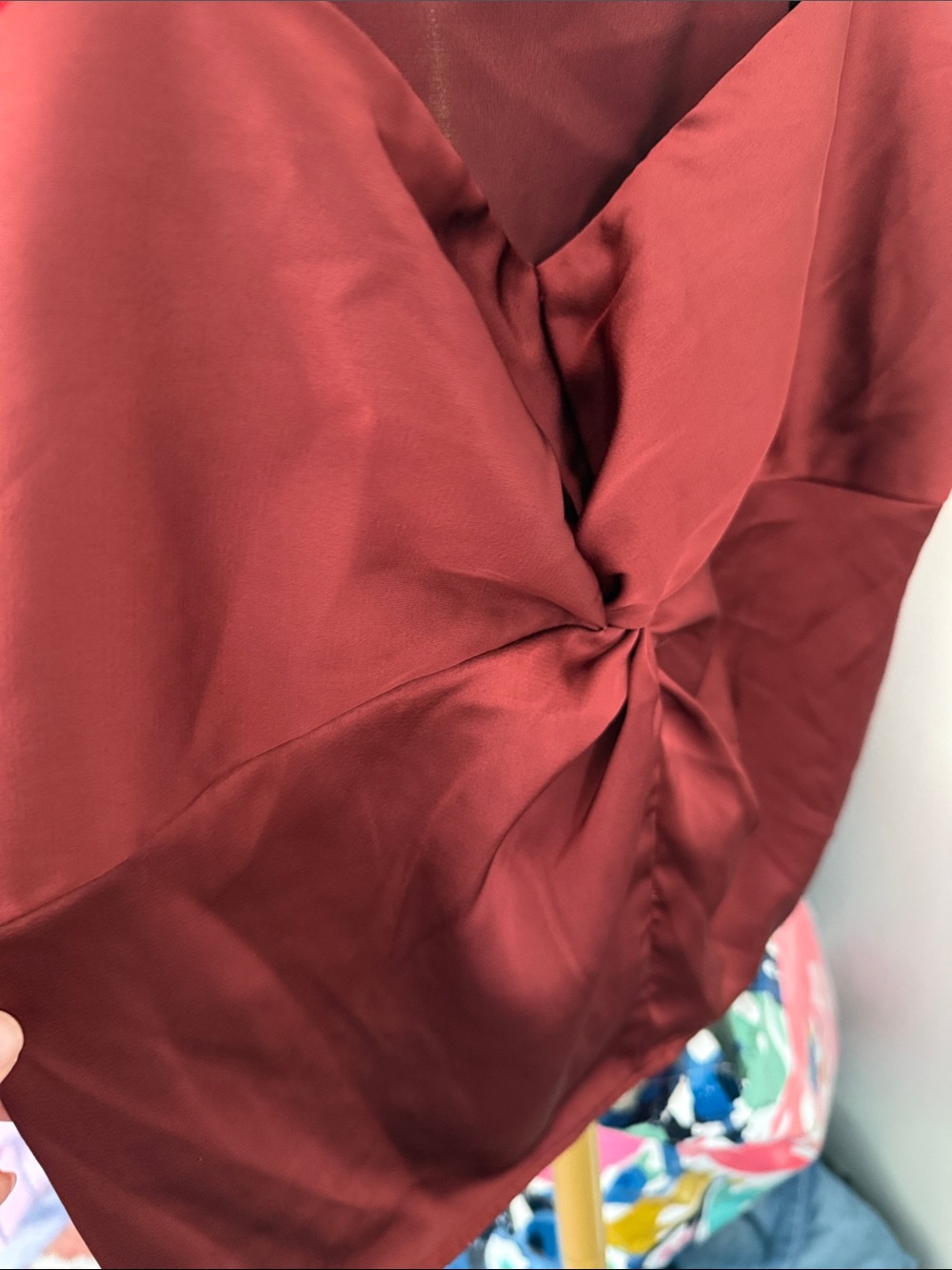 Twist-Front Satin Camisole in Wine - Picture 3 of 4